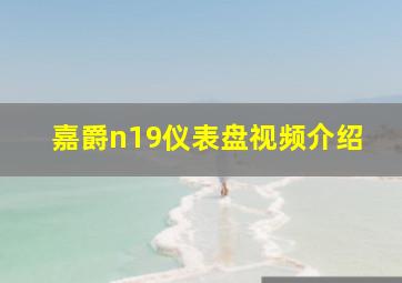 嘉爵n19仪表盘视频介绍