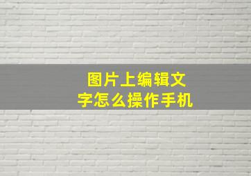 图片上编辑文字怎么操作手机