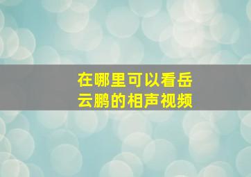 在哪里可以看岳云鹏的相声视频