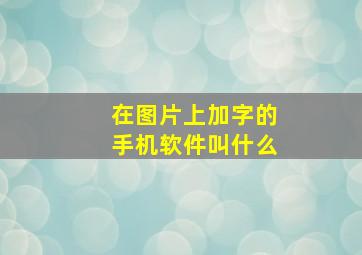 在图片上加字的手机软件叫什么