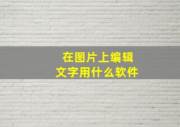 在图片上编辑文字用什么软件