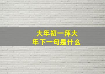 大年初一拜大年下一句是什么