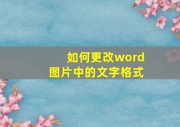 如何更改word图片中的文字格式