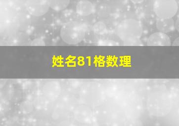 姓名81格数理