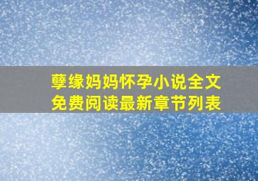 孽缘妈妈怀孕小说全文免费阅读最新章节列表