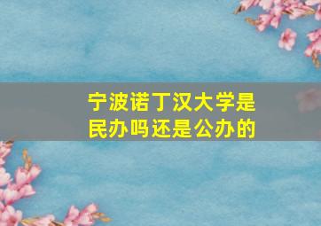 宁波诺丁汉大学是民办吗还是公办的