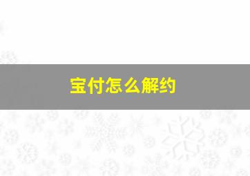 宝付怎么解约