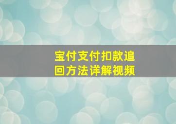 宝付支付扣款追回方法详解视频