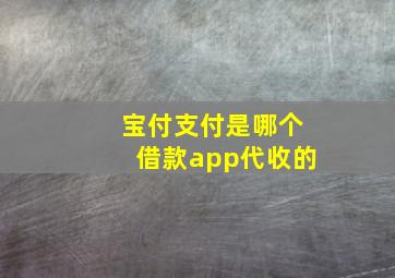 宝付支付是哪个借款app代收的