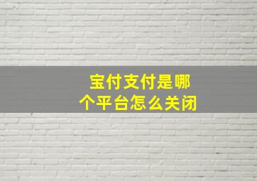 宝付支付是哪个平台怎么关闭