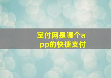 宝付网是哪个app的快捷支付