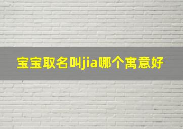 宝宝取名叫jia哪个寓意好