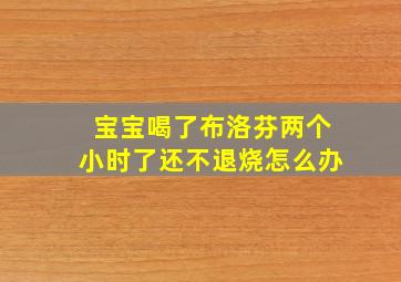 宝宝喝了布洛芬两个小时了还不退烧怎么办