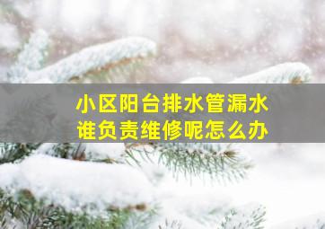 小区阳台排水管漏水谁负责维修呢怎么办