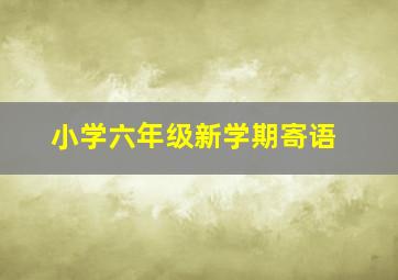 小学六年级新学期寄语