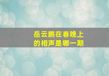 岳云鹏在春晚上的相声是哪一期