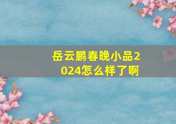 岳云鹏春晚小品2024怎么样了啊