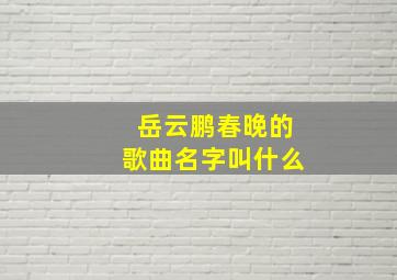 岳云鹏春晚的歌曲名字叫什么