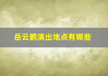 岳云鹏演出地点有哪些