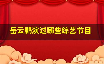 岳云鹏演过哪些综艺节目