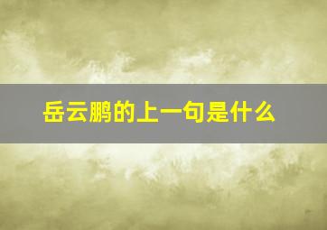 岳云鹏的上一句是什么