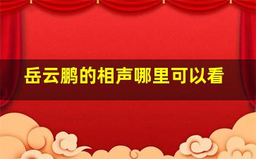 岳云鹏的相声哪里可以看