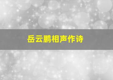 岳云鹏相声作诗