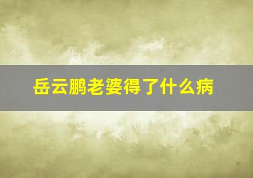 岳云鹏老婆得了什么病