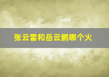 张云雷和岳云鹏哪个火