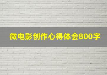 微电影创作心得体会800字