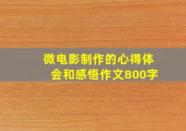 微电影制作的心得体会和感悟作文800字