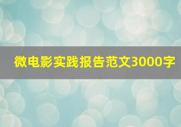 微电影实践报告范文3000字