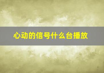 心动的信号什么台播放