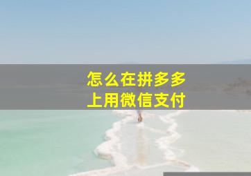 怎么在拼多多上用微信支付