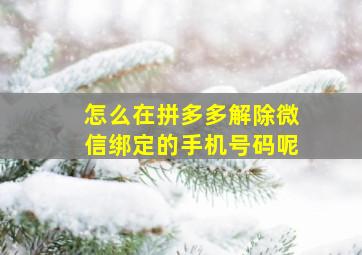 怎么在拼多多解除微信绑定的手机号码呢