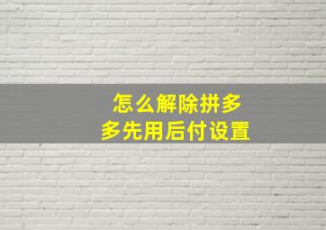 怎么解除拼多多先用后付设置