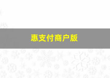 惠支付商户版