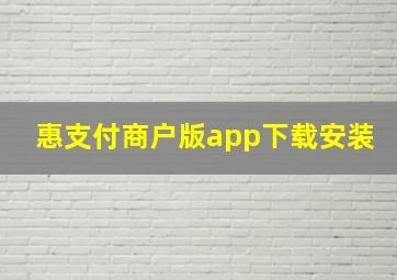 惠支付商户版app下载安装