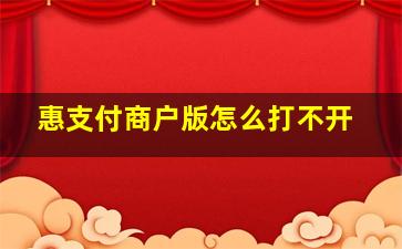 惠支付商户版怎么打不开