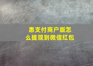 惠支付商户版怎么提现到微信红包