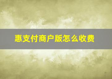 惠支付商户版怎么收费