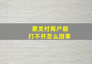 惠支付商户版打不开怎么回事