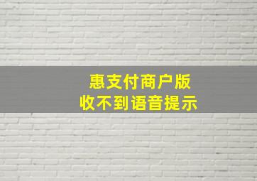 惠支付商户版收不到语音提示