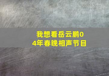 我想看岳云鹏04年春晚相声节目