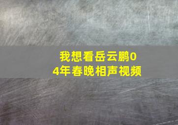 我想看岳云鹏04年春晚相声视频