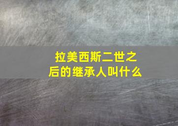 拉美西斯二世之后的继承人叫什么