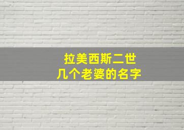 拉美西斯二世几个老婆的名字