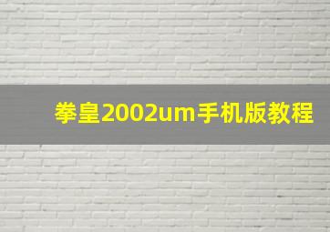 拳皇2002um手机版教程