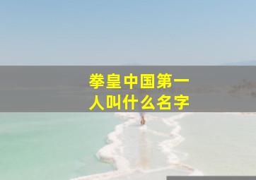 拳皇中国第一人叫什么名字