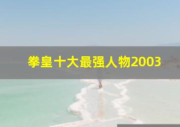 拳皇十大最强人物2003